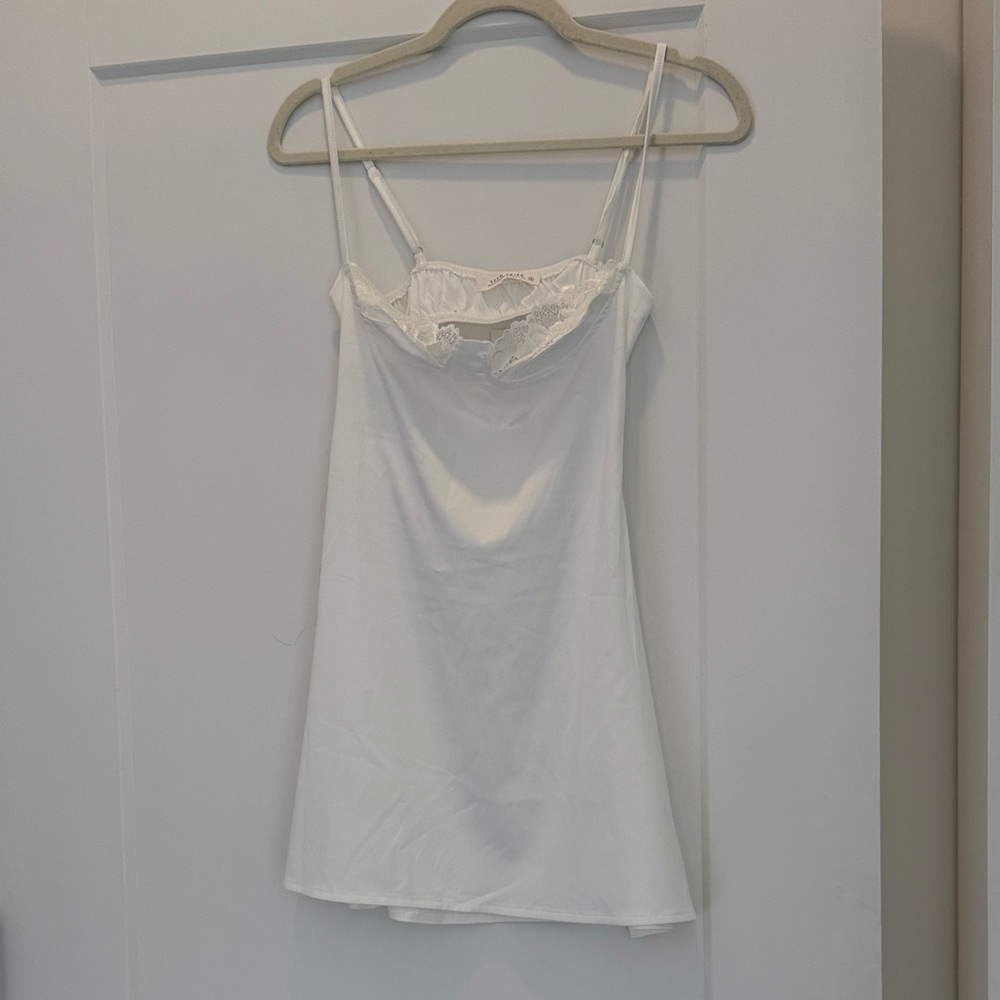 NWT 12th Tribe White Lace Trim Slip Dress